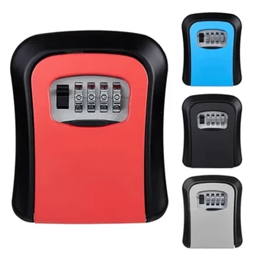 Wall Mount Key Lock Box 4 Digit Sandi Kode Keamanan Kunci Ora Key kanggo Home Office Key Aman Secret Storage Box Organizer