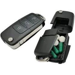 Yaratıcı Kukla Araba Anahtarı Mini Gizli kasa Gizli Bölme Stash Kutusu Boş Araba Anahtarlık Gizlemek ve Saklamak Para Hapları Sikke