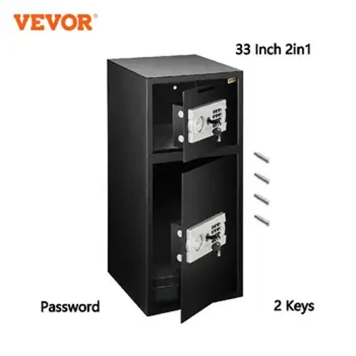 VEVOR 33 "Double Door Safe Deposit Box Rahasia Tersembunyi Celengan Baja Ruang Penyimpanan Terpisah Kunci Elektronik Digunakan untuk Kantor Rumah