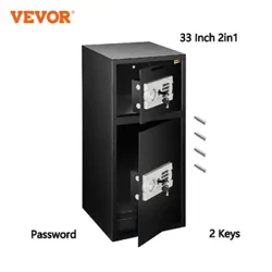 VEVOR 33 "Double Door Safe Deposit Box Rahasia Tersembunyi Celengan Baja Ruang Penyimpanan Terpisah Kunci Elektronik Digunakan untuk Kantor Rumah