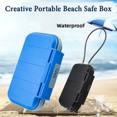 Portable Storage Box Creative Beach Safe Box 4-digit Combination Lock na May Steel Wire Panlabas na Camp Sports Cycling Swim Security