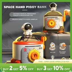 Money Box Creative Hand Cranked Astronaut Light Malaking Kapasidad Automatic Money Roll Piggy Bank Pera Safe Password Savings Bank