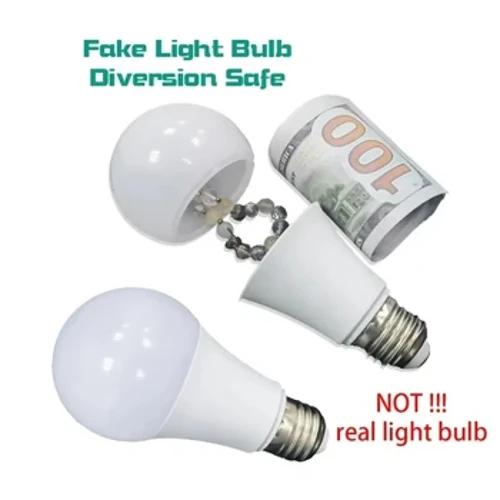 I-Lightbulb Diversion Indawo Eyimfihlo Efihliwe Evikelekile Fihla Imali Fihla Ubucwebe Fihla Izinto Ezincane Isitoreji Ibhaluni Lokukhanya Elingokoqobo