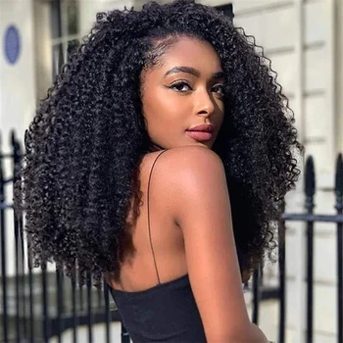 24 tommer Deep Curl Syntetisk Hår Sort Farve Billig Blonde Front Parykker til Sort Kvinde