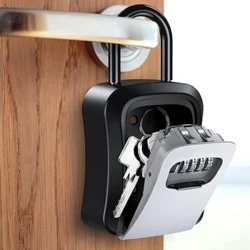 Caja de código de 4 dígitos, instalación gratuita, caja de clave con contraseña para exteriores, gancho de bloqueo extendido, alambre de acero, almacenamiento de llaves colgante, llave impermeable