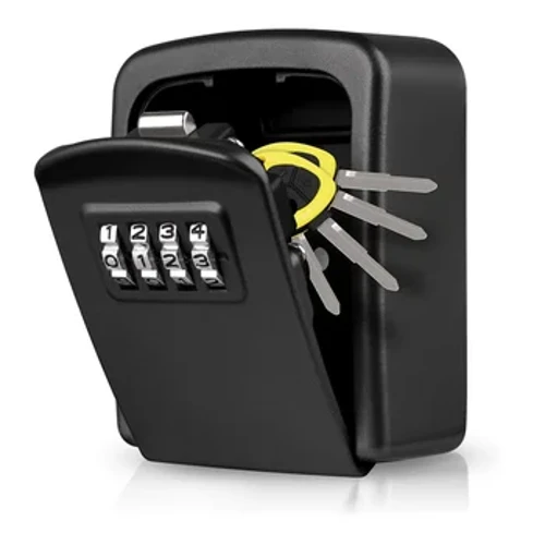 Black Metal Key Lock Box Panlabas na Wall Mounted Key Holder Organizer 4 Digit na Kumbinasyon ng Password Lock ng Seguridad na Storage Secret Box