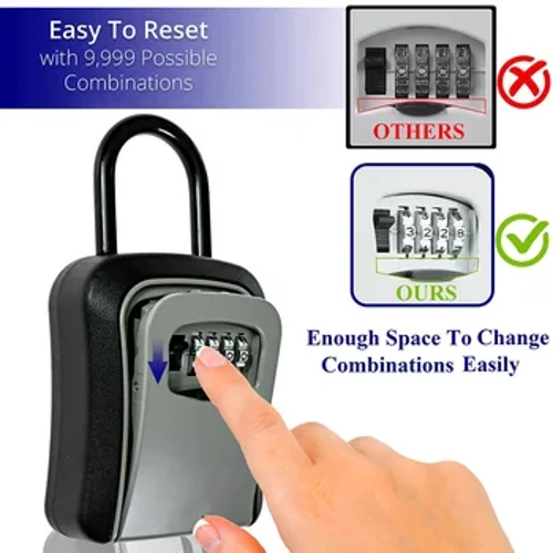 Caja de cerradura de llave de plástico, caja de cerradura de combinación portátil, caja de almacenamiento de llaves montada en la pared, caja de seguridad segura con código reiniciable para el hogar