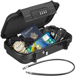 Cofre portátil para viagem, cofre de segurança de grande capacidade, código à prova d'água, caixa de bloqueio de chave com alça de cabo removível