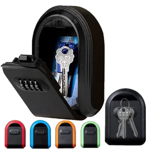 Wandmontéiert Schlëssellagerbox 4Digital Kombinatioun Passwuert Sécherheetscode Sperr Schlëssel Lock Box Fir Heem Büro Späicherbox Organizer