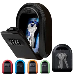 Wandmontéiert Schlëssellagerbox 4Digital Kombinatioun Passwuert Sécherheetscode Sperr Schlëssel Lock Box Fir Heem Büro Späicherbox Organizer