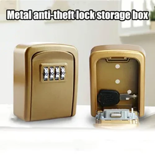 Mini Hộp Khóa Chìa Khóa Treo Tường Hợp Kim An Toàn Tổ Chức 4 Chữ Số Chìa Khóa Lưu Trữ Khóa Bảo Mật Dành Cho Trong Nhà Ngoài Trời