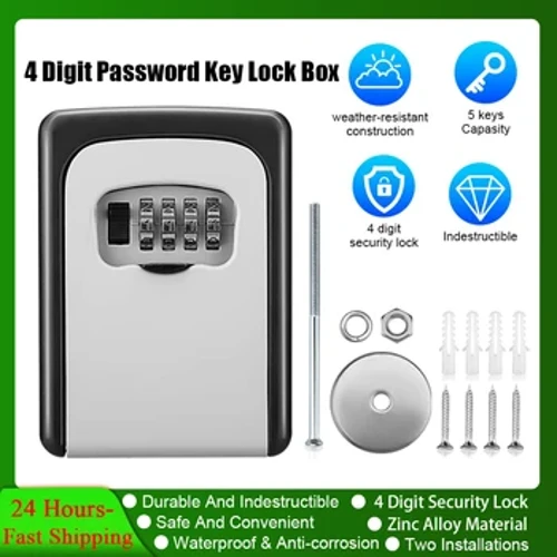 Elecpow Chất Liệu Hợp Kim Kẽm Hộp Khóa Chìa Khóa Treo Tường 4 Chữ Số Mã Mật Khẩu Khóa Bảo Mật Văn Phòng Nhà Chìa Khóa An Toàn Hộp Bảo Quản Bí Mật