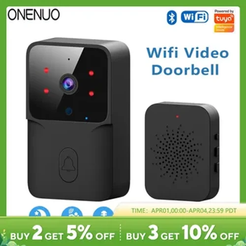ONENUO WiFi Sonerie Home Tuya WiFi Sonerie fără fir DC AC Cameră alimentată cu baterie Sonerie cu Alexa Google Doorbell Camera