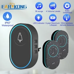 Aqlli simsiz eshik qo'ng'irog'i uyga xush kelibsiz eshik qo'ng'irog'i suv o'tkazmaydigan 300 m masofaviy aqlli eshik qo'ng'irog'i EI UK US Plug Ixtiyoriy