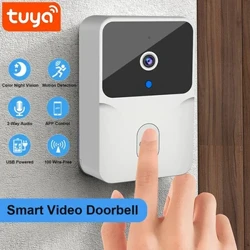 Tuya WiFi Fideo Cloch y Drws Di-wifr HD Camera PIR Canfod Cynnig IR Larwm Diogelwch Smart Home Drws Cloch WiFi Intercom ar gyfer Cartref