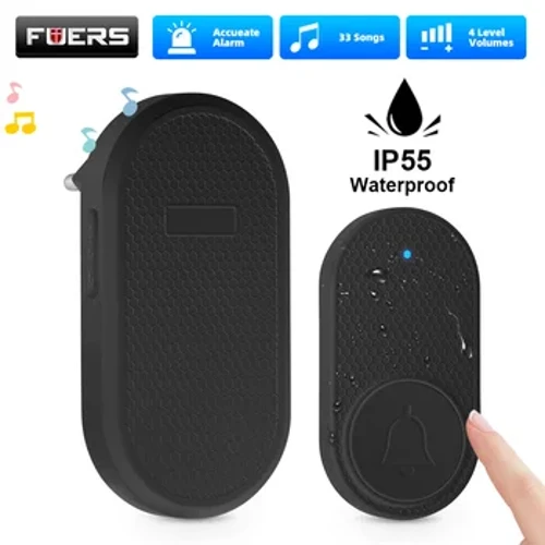 Campainha sem fio à prova d'água, carrilhão de boas-vindas, campainha inteligente para porta de casa, 32 músicas, alarme com bateria-fuers m558