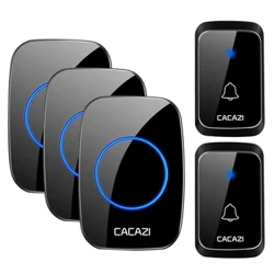CACAZI A06 DC a weithredir gan fatri Cloch Drws Di-wifr Di-ddŵr 300M o Bell 36 clychau Cloch Galw Diwifr Cartref Diwifr