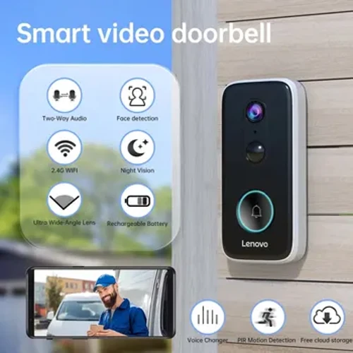 Lenovo 2K HD Uaealesi Faitotoa Meapueata, Ata Ata Vitio Faitotoa Fale Lntercom HD Po Vision 2.4GWIFI Toe fa'aaogaina Saogalemu Faitotoa