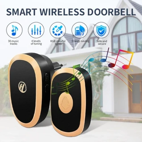 RF 433 MHz Chuông Cửa Không Dây Nhà Chuông Cửa Thông Minh 38 Bài Hát Nhạc Chuông Chuông Cuộc Gọi Với Pin Khoảng Cách 150M Cho gia Đình Store