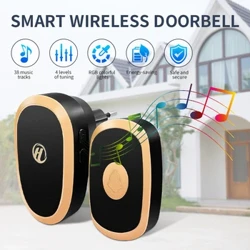 RF 433MHz Trådløs dørklokke Home Smart Door Bell 38 sange ringetone klokkeopkald med batteri 150M langdistance til hjemmebutik