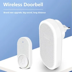 Trådløs dørklokke Smart Home 200m langdistance fjernbetjening Multitonet velkomstdørklokke Volumenjustering EU US Stik Hvid