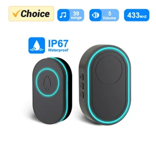 Sonerie fără fir Sonerie pentru casă inteligentă IP67 Buton exterior impermeabil LED Flash Alarmă de securitate pentru casă