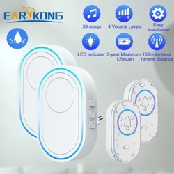 Vízálló vezeték nélküli csengő otthon Üdvözöljük Smart Home ajtócsengő 300 m Távirányító intelligens csengő csengő EU UK USA csatlakozó opcionális