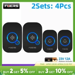Fuers Uaealesi Faitoto'a 1000ft Va'aiga Tele Tele Tele ma 4 Volume Levels Faitotoa Fa'afeiloa'i Kimes LED emo 2 Receiver & 2 Ki