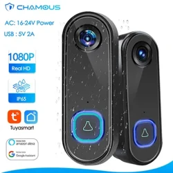 TUYA video durvju zvans WiFi bezvadu āra durvju zvana kamera maiņstrāvas līdzstrāvas jauda 1080P video durvju tālrunis ūdensizturīgs IP65 Alexa Google sākumlapa