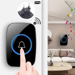 Chuông Cửa Không Dây EU Cắm Điều Khiển Từ Xa 300M Chống Nước Tần Số 433 Xuyên Tường Tín Hiệu Báo Động Xe Cứu Thương Chuông Cửa Thông Minh