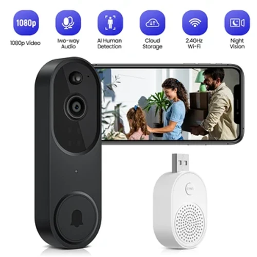 1080P 2.4G Smart Doorbell Video Intercom Dier Bell mat Kamera Smart Home fir Sécherheetsschutz AI Mënsch Detektioun Bewegung