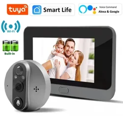 Smart Tuya 1080P Wi-Fi Дзвярны званок Камера-вочка 5000 мАг Аўдыё 4.3' PIR FHD Інфрачырвонае прылада Alexa Аб'ява Google Лічбавы прагляд