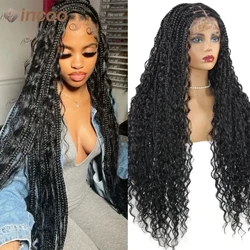 32 Parrucche a treccia Boho Box Parrucche anteriori in pizzo intrecciato riccio Pre pizzicate con i capelli del bambino per le donne 613 Parrucca sintetica intrecciata bionda