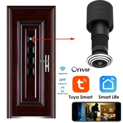 1080P Mini Wifi Door Eye Camera Lach Wide Angle FishEye Lens 1.66mm Peephole CCTV Network Audio Horn P2P Onvif Tuya