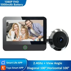 Mini 1080P Tuya “Smart Life Home Digital Doorbell Viewer” Peepholes Gapy Kamera Göz Göz WiFi IR Gijeki Görüşi 4.3 Inç Monitor