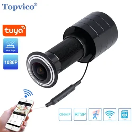 Topvico Tuya Fideo Peephole Wifi Camera Cynnig Canfod Drws Gwyliwr Fideo-llygad Di-wifr Intercom Cartref Diogelwch Cofnod Auto