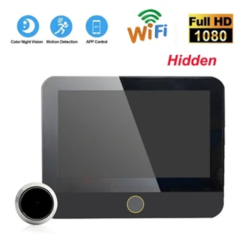 Sonnette de porte intelligente cachée WiFi, 1080P FHD, caméra Audio, écran IPS 4.3 pouces, annonce infrarouge PIR, visionneuse numérique