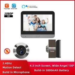 Tuya Smart 1080P WiFi judas vidéo porte caméra sécurité unidirectionnelle Audio Vision nocturne 4.3 'HD vidéo porte oeil caméra