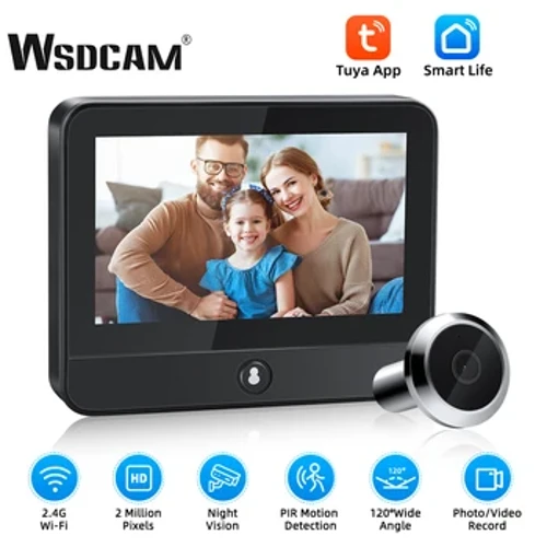 WSDCAM 1080P Tuya Doorbell Camera PIR Motion Detection Wifi Doorbell Night Vision Peepholes 4.3 Inch Monitor