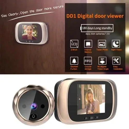 DD1 2,8 tums skärm Digital dörrklocka 0,3 MP Dörrkitthål Kamera Viewer Dörrklocka