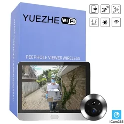 Yuezhe 3MP Camera peephole drws icam365 4.3 Sgrin IPS Noson PIR wifi Ffôn di-wifr Camera Diogelu diogelwch ar gyfer Cartref Clyfar