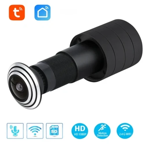 Tuya wifi porta olho câmera mini olho mágico porta wifi câmera ip 1.6mm grande angular fisheye 2way áudio build-in alto-falante slot para cartão tf