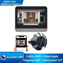 Smart 1080P Mini digitalt kighulsdørkamera Trådløst WiFi Infrarød IR PIR Bevægelsesdetektion Digital Viewer Dørklokke iCam365 APP
