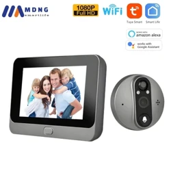 Tuya Smart Home WIFI Digital Dørkikkhull Viewer 4,3 tommer HD 1080P Dørinngang Trådløs ringeklokke WIFI-kamera Digital Magic Eye