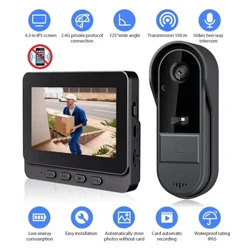 4.3 hazbeteko 2.4G Haririk gabeko Bideo-txirrinaren Kamera WIFI Gaueko Ikuspegi Adimenduna Etxeko Segurtasuneko Atearen Txirrina Bi norabideko Interfonoa Etxerako