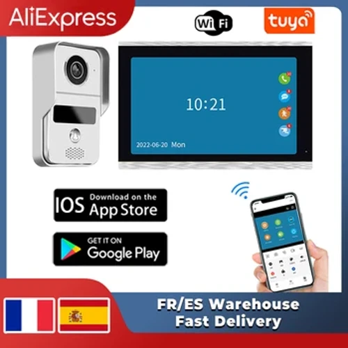 Tuya – sonnette vidéo Wifi sans fil 1080P, écran tactile 10 pouces, 7 couleurs, application intelligente, Kit d'interphone domestique pour système de contrôle d'accès RFID