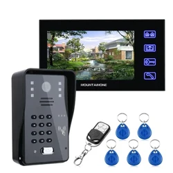 Cloch drws Intercom Ffôn Drws Fideo 7 modfedd Gyda Chyfrinair RFID IR-CUT Llinell Camera 1000TV System Rheoli Mynediad o Bell Di-wifr