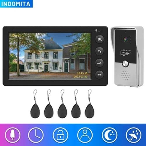 Kiinteä videopuhelimen ulkokäyttöön tarkoitettu kotipuhelin, jossa on näyttö 7 tuuman näyttö Street Doorbell RFID-soittopaneeli Avaa sähkölukko