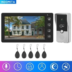 Bekabelde video-intercom voor thuis buitendeurtelefoon met scherm 7 inch monitor Straatdeurbel RFID-oproeppaneel Open elektrisch slot