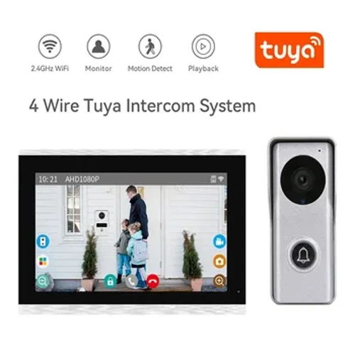 Tuya 7 10 Modfedd Fideo Wifi Intercom Tuya Smart Home cloch drws fideo System 1080P 140 Wired Cloch y Drws Camera Monitor Cyffwrdd Llawn